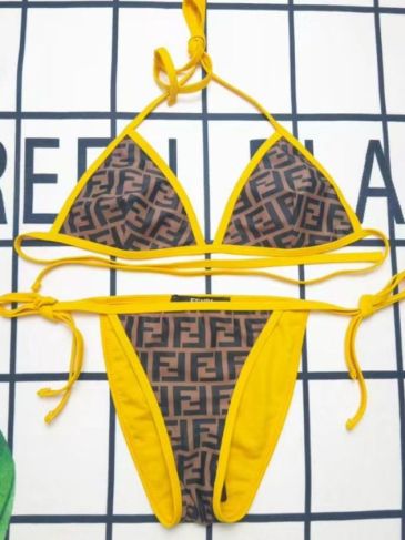 Designer Luxury Yellow Two Piece Swimsuit