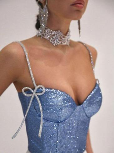 Elegant Shiny Corset Crop Top