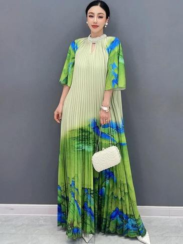 Elegant Summer Print Maxi Robe Dress