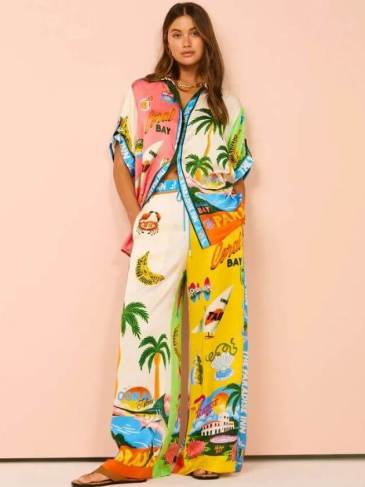 Loose Summer Casual Graphic Two Pieces Set