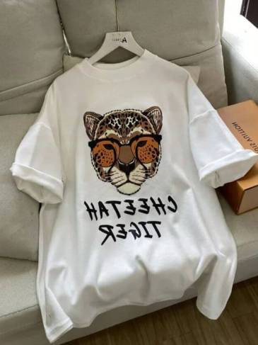 Oversized Design Tiger Print T-Shirt