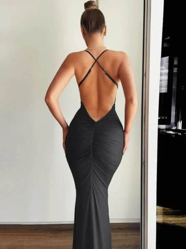 Sexy Sleeveless V-Neck Backless Dress