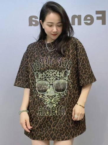 Summer Leopard Rhinestone T-Shirt