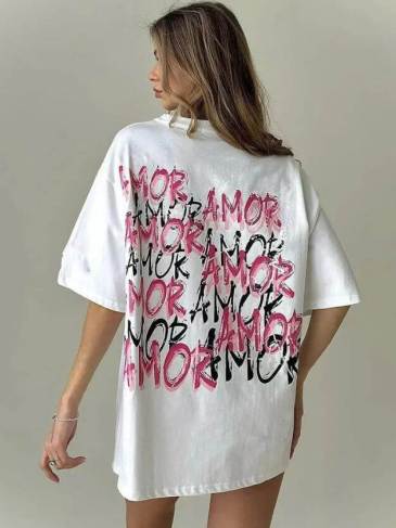 Trendy Letter Printed Round Neck T-Shirt