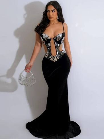 Backless Bodycon Cut Out Maxi Evening Dress