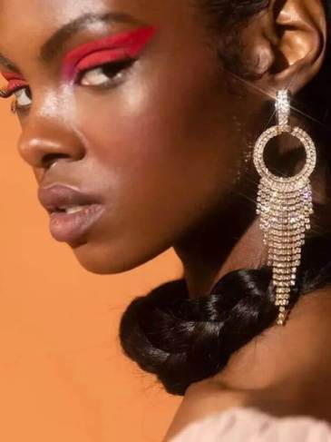 Long Tassel Round Ring Rhinestone Earrings