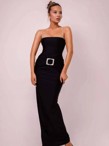 Spaghetti Strap Diamond Evening Dress
