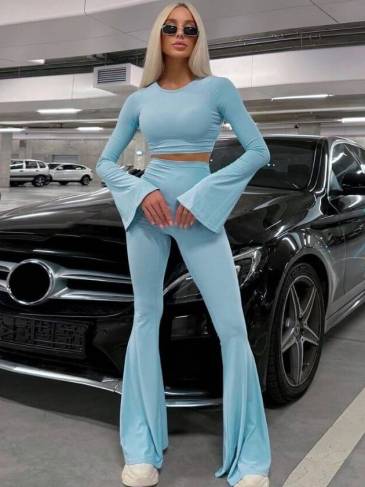 Casual Flare Top & Flare Pant Two Piece Set
