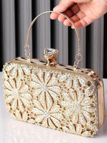 Floral Rhinestone Designer Evening Handbag