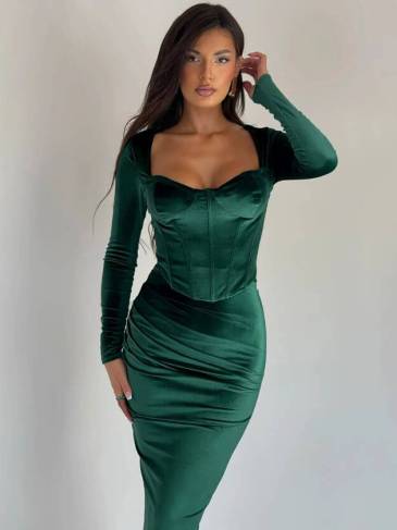 Velvet Sexy Corset Top & Skirt Set Two Piece Set
