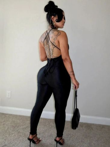 Backless V-Neck Bodycon Jumpsuit