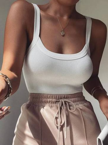 Casual Basic Strap Solid Bodycon Bodysuit