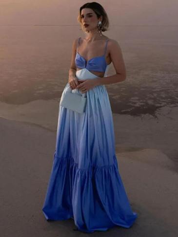 Gradient Cut Out Summer Cocktail Dress