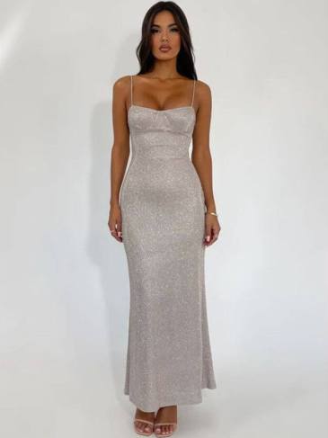 Shiny Glitter Backless Bodycon Dress
