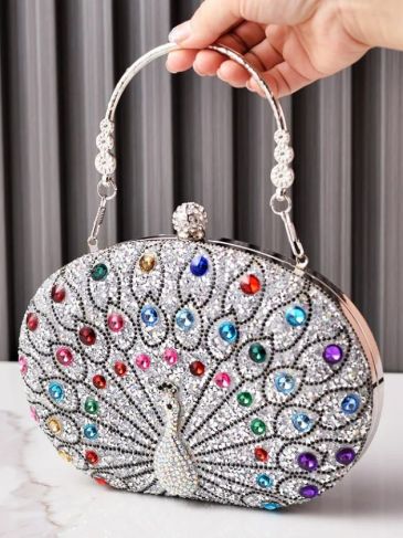 New Peacock Diamond Evening Clutch