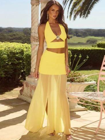 Summer Beach Chiffon Top & Skirt Two Piece Set