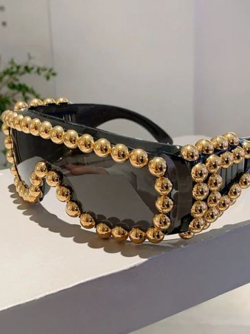 Oversized Designer Square Pearl Sunglasses
